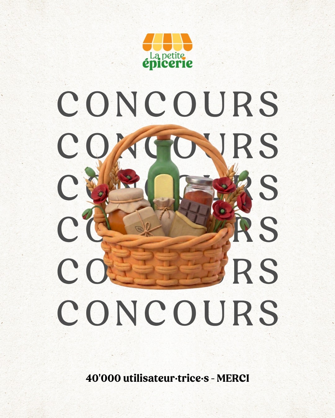 CONCOURS TERMINÉ 40'000 utilisateur·trice·s, ça se fête ???? On a dépassé les 40'000 comptes sur l'app de La Petite Épicerie ! Pour marquer le coup, on vous a préparé un petit jeu concours ???? Dans ce carousel se cache un intrus ... un produit que tu ne retrouveras JAMAIS dans nos épiceries. À toi de le trouver ! ???? À gagner : un panier garni d'une valeur de 50.- à récupérer dans l'épicerie de ton choix Pour participer : ✅ Abonne-toi à notre compte Instagram @lapetiteepicerie.ch ✅ Like ce post ✅ Commente le numéro du produit intrus ✅ Identifie un·e ami·e qui ne trouveras JAMAIS l’intrus Tirage au sort parmi les bonnes réponses le 29.07.26. Le/la gagnant·e sera contacté par message par notre compte. Merci d'être aussi nombreux et nombreuses à choisir des produits locaux, éthiques et délicieux ???? #concours #jeuconcours #local #myvaud #win